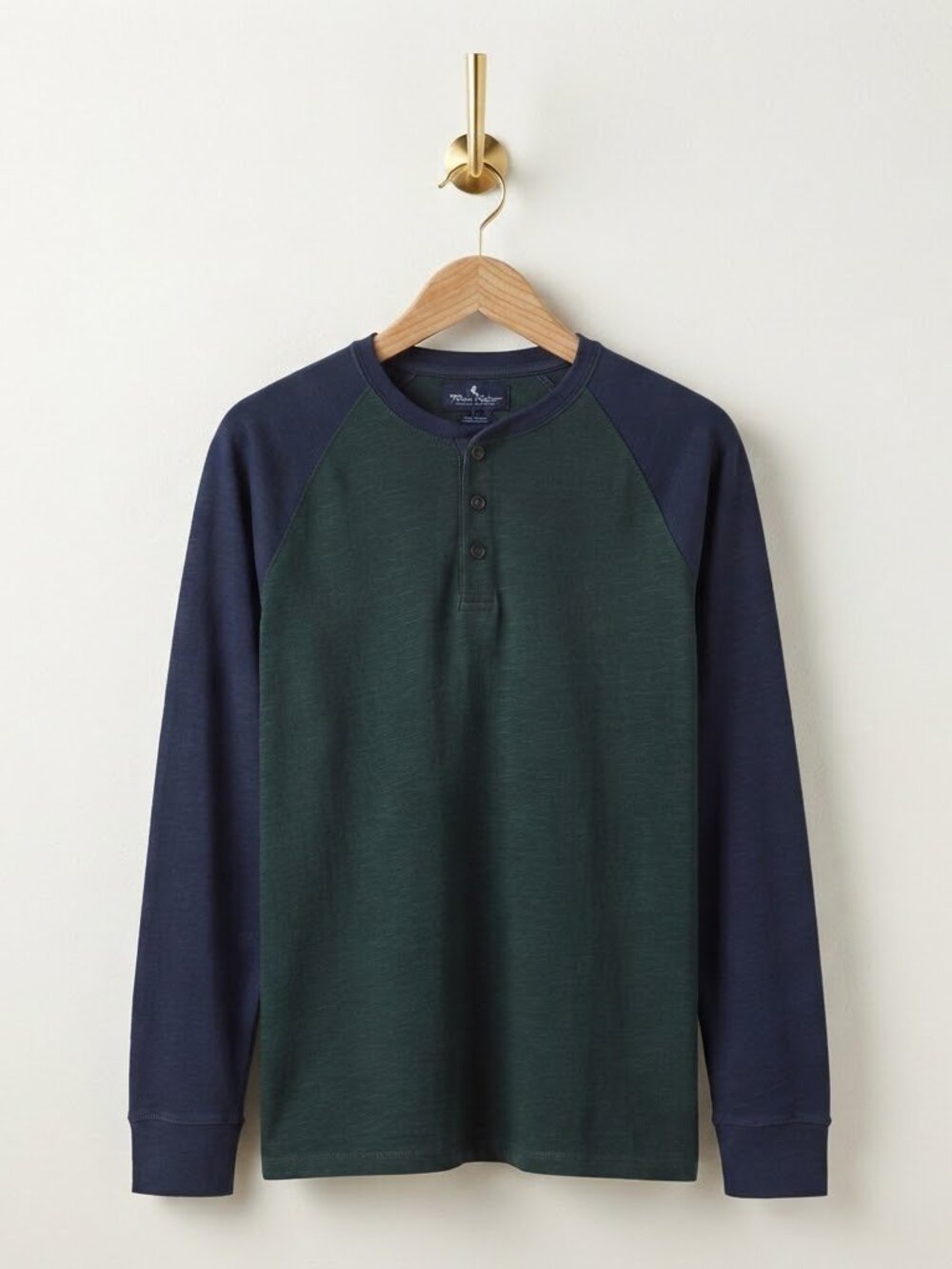 Tailor Vintage Men's Henley Large Classic Preppy Colorblock Long Sleeve Layering